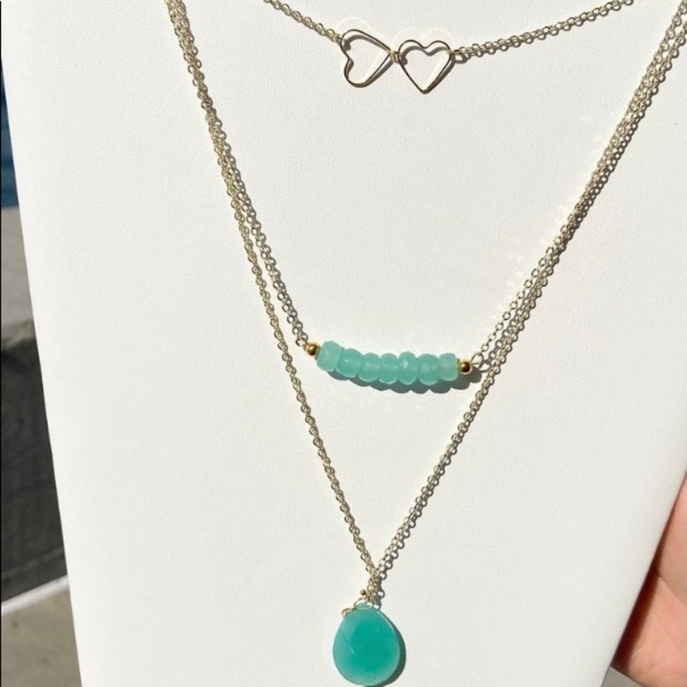 Aqua Chalcedony Pendant Necklace